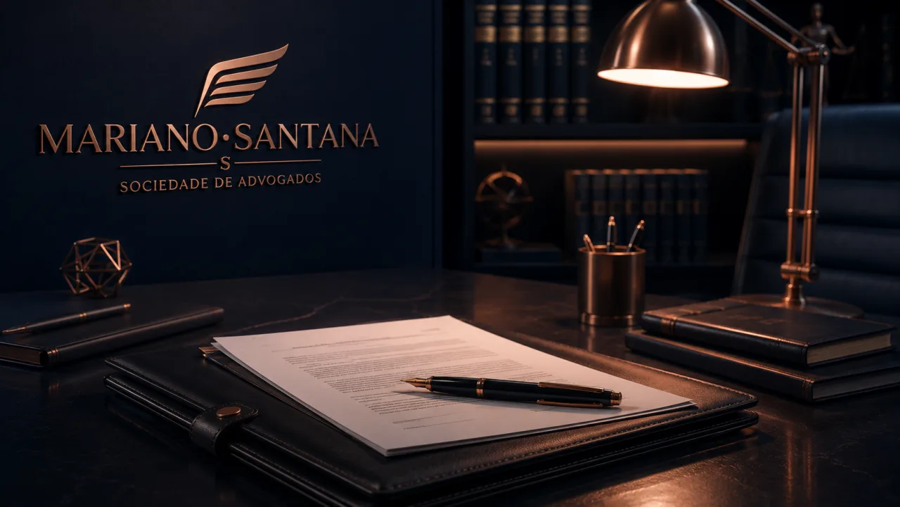 Mesa de escritório com contrato impresso e caneta-tinteiro — assessoria jurídica empresarial